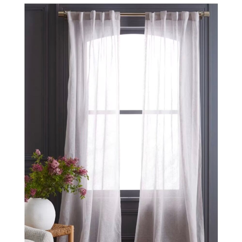 Quince European Linen Sheer Curtains (Set of 2) 84X96 White #26